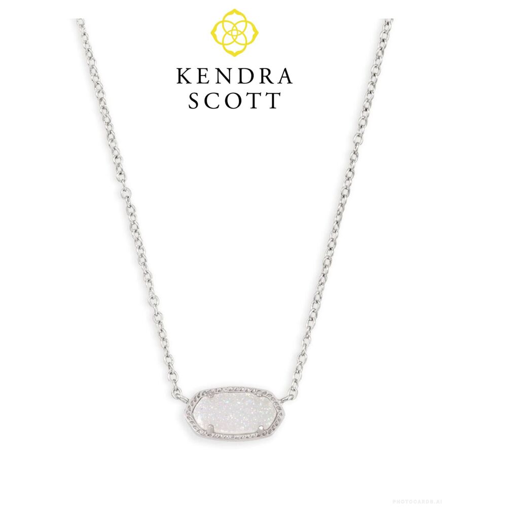 NWT Kendra Scott Elisa Rhodium/Iridescent Drusy Pendant Necklace